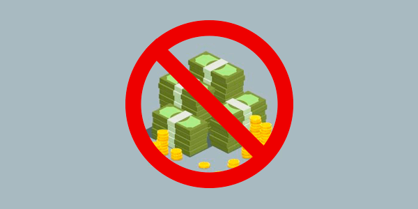 Imagem de uma pilha de dinheiro com um símbolo de proibido na frente, representando as perdas financeiras causadas por não tratar as não conformidades.
